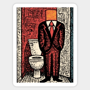 Surreal Man with a Toilet Head Illustration Sticker